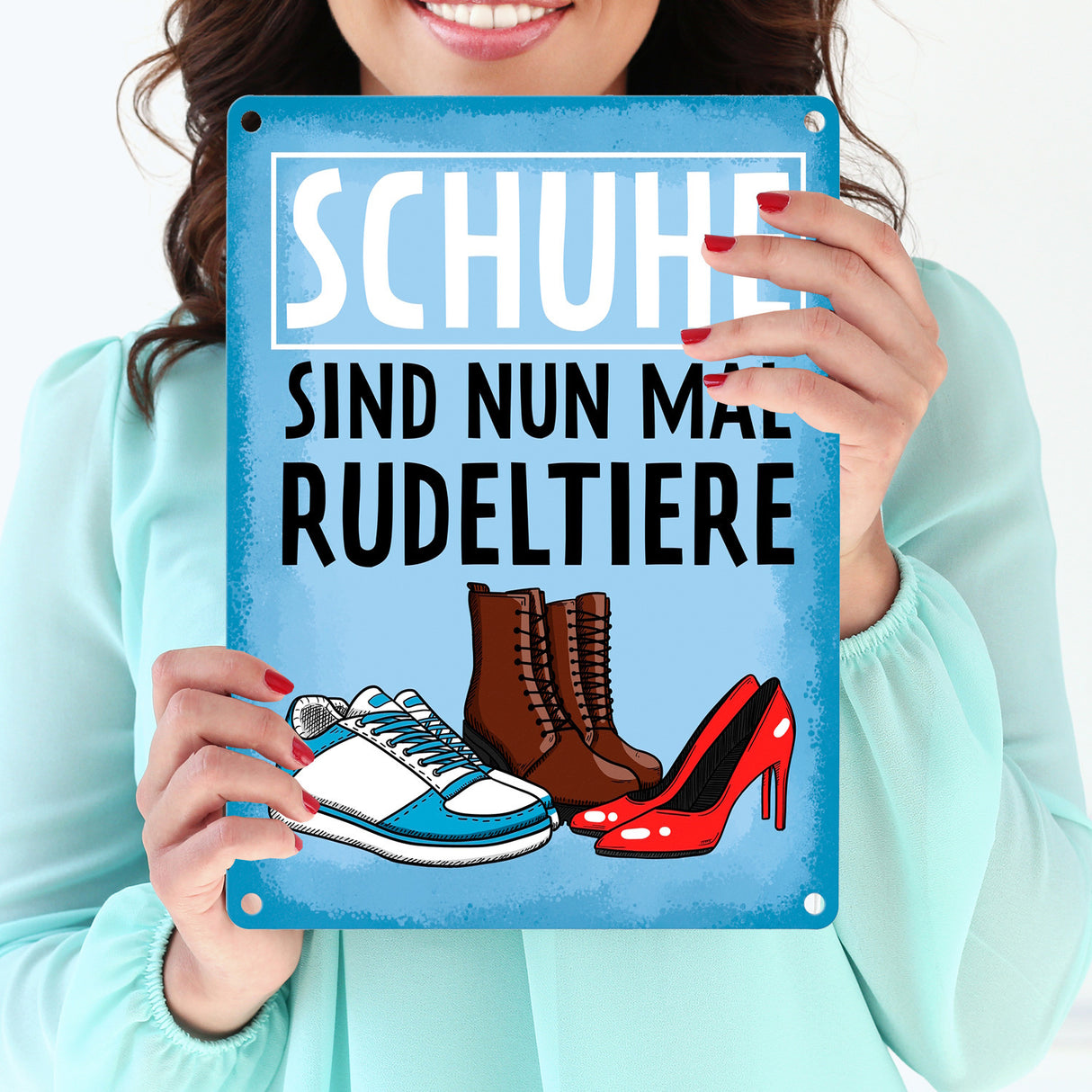Schuhe sind nun mal Rudeltiere Metallschild für Frauen