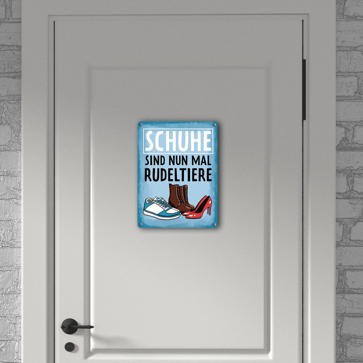 Schuhe sind nun mal Rudeltiere Metallschild für Frauen