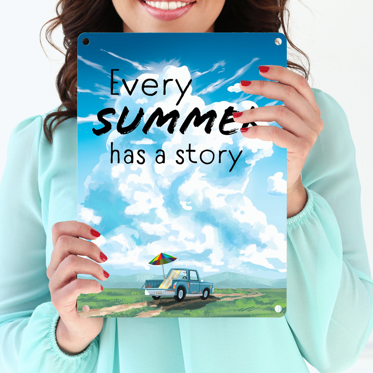 Every summer has a story Metallschild mit schöner Sommer Landschaft