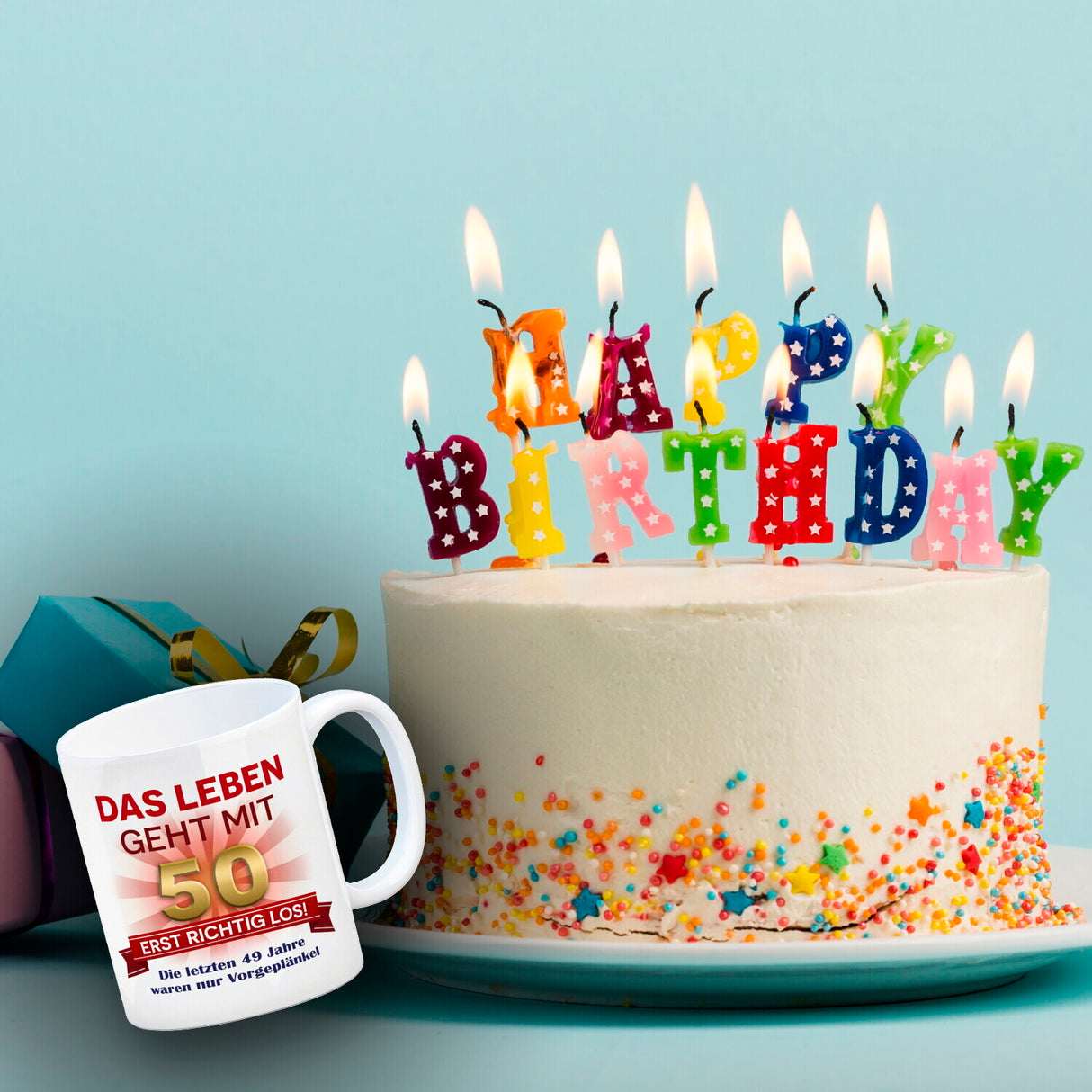 50. Geburtstag Kaffeebecher mit lustigem Spruch: Vorgeplänkel