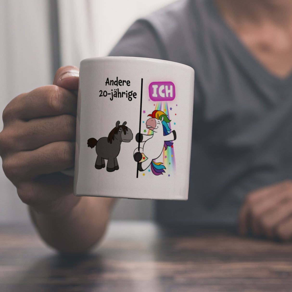 20. Geburtstag Kaffeebecher mit lustigem Spruch: Einhorn