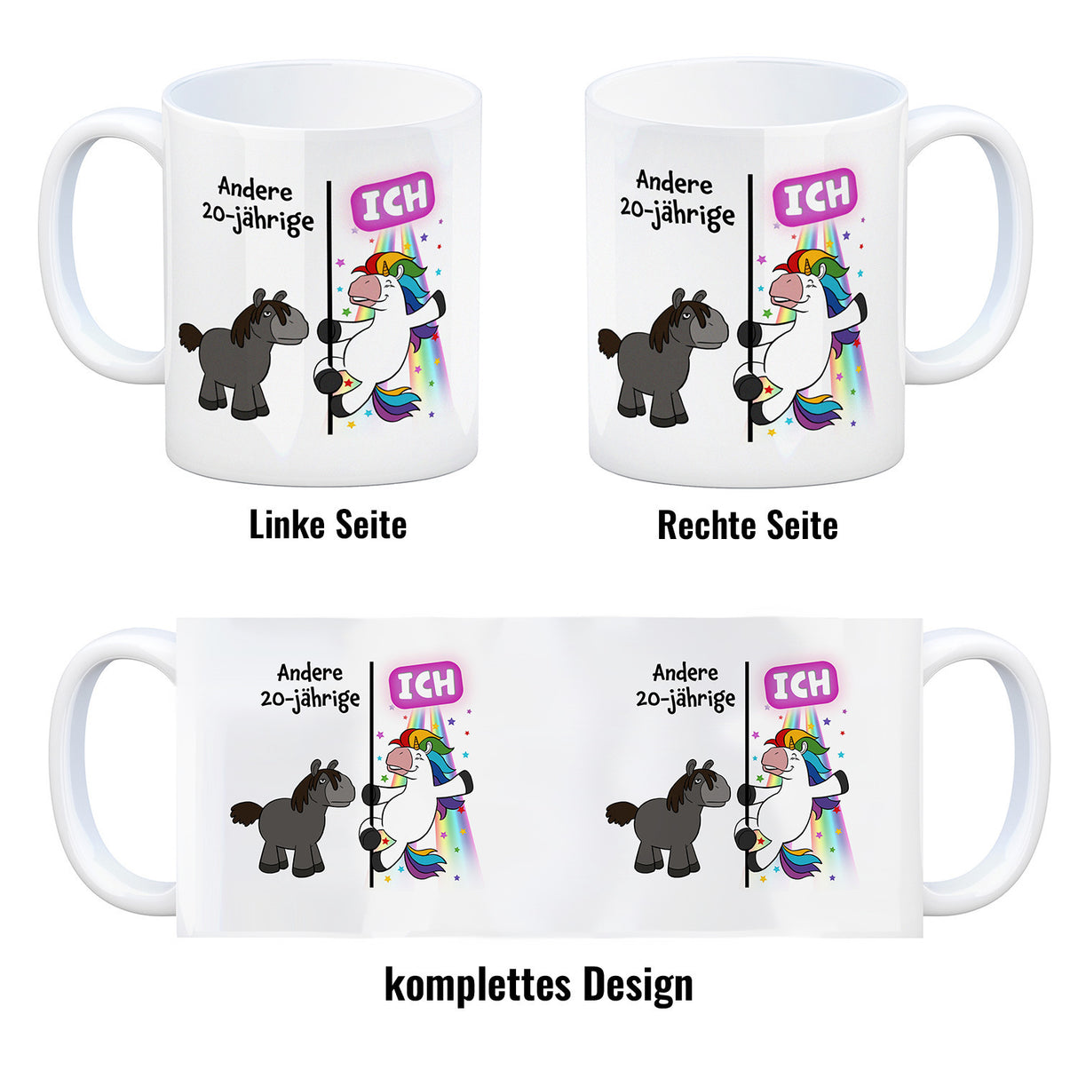 20. Geburtstag Kaffeebecher mit lustigem Spruch: Einhorn