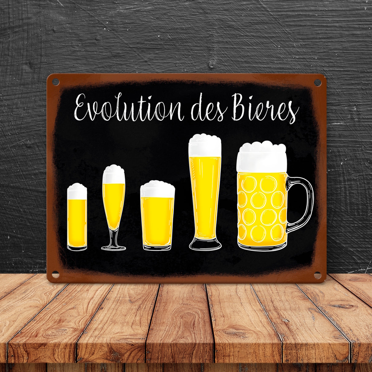 Die Evolution des Bieres Metallschild für Biertrinker