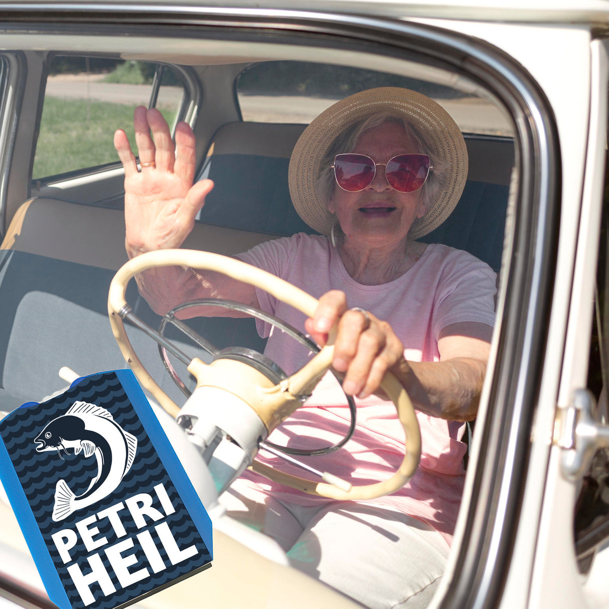 Petri Heil Angler Parkscheibe mit 2 Einkaufswagenchips