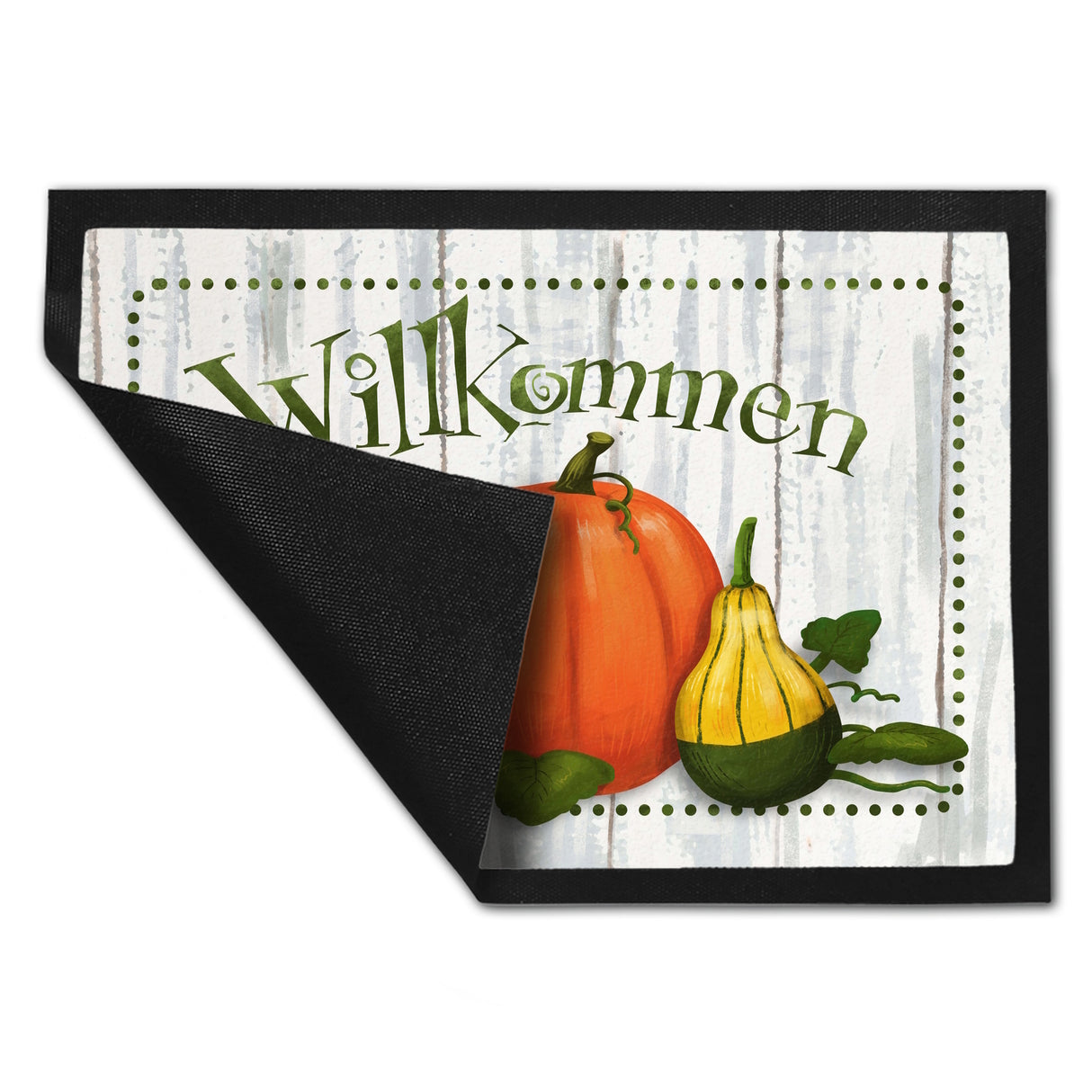 Willkommen Fußmatte mit herbstlichen Kürbissen