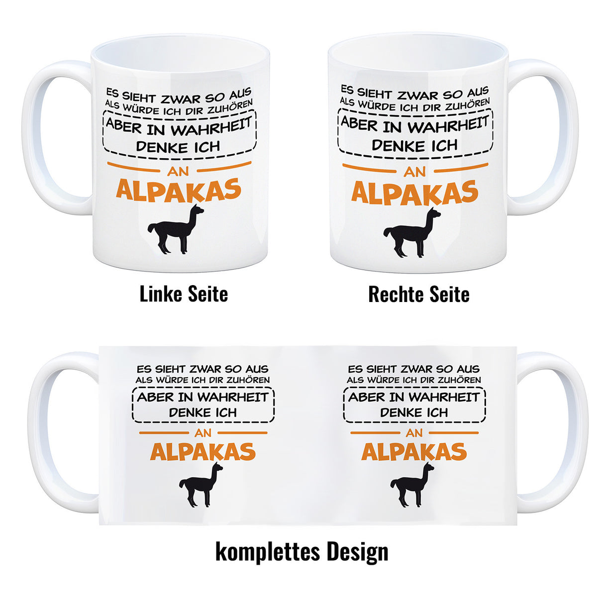 In Wahrheit denke ich an Alpakas Kaffeebecher