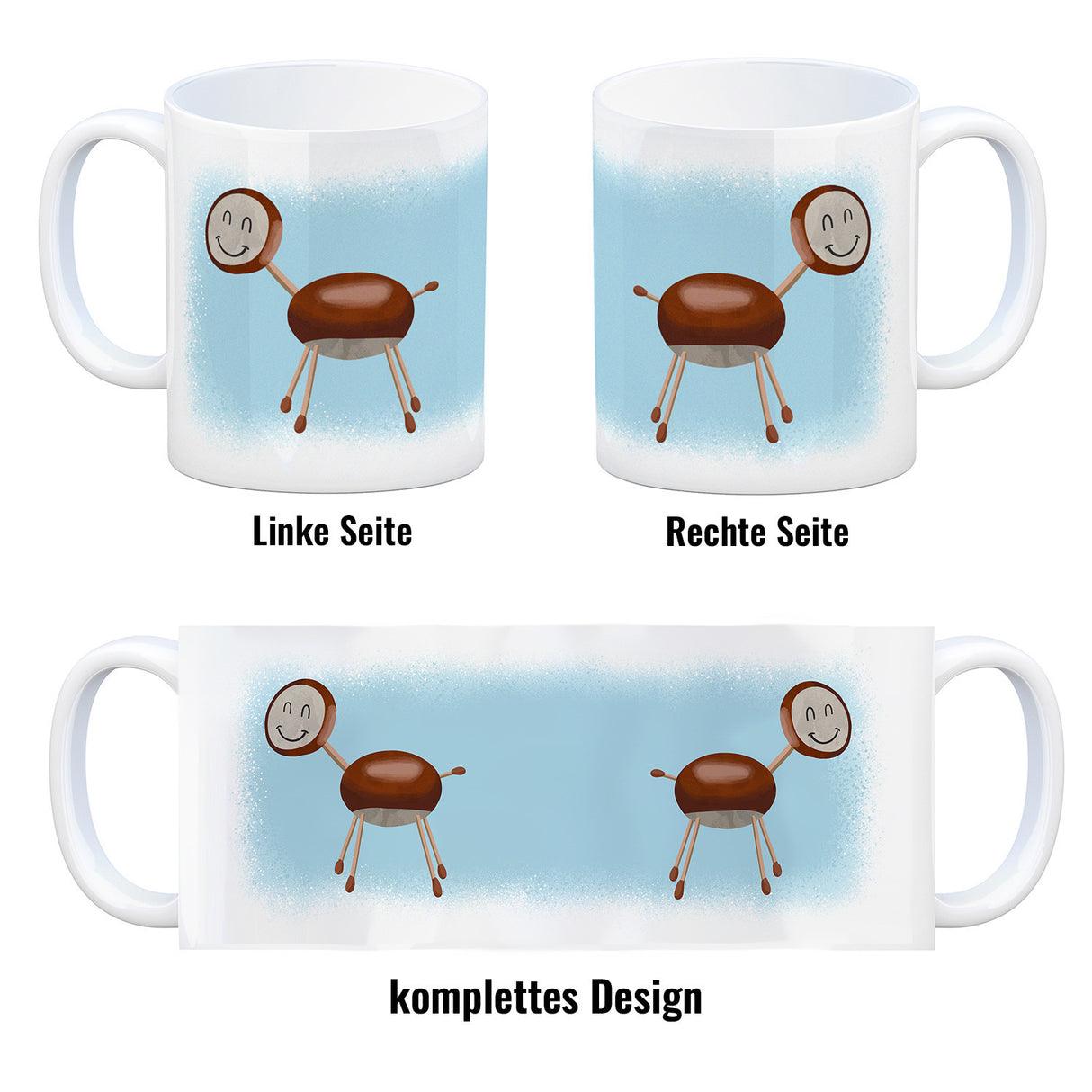 Kastanienfigur Kaffeebecher für den Herbst