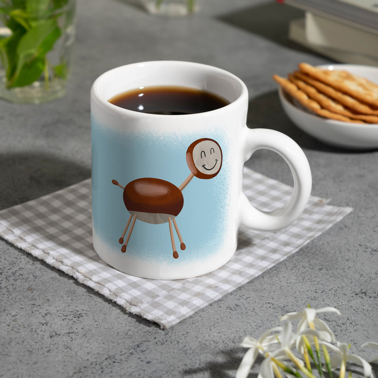 Kastanienfigur Kaffeebecher für den Herbst