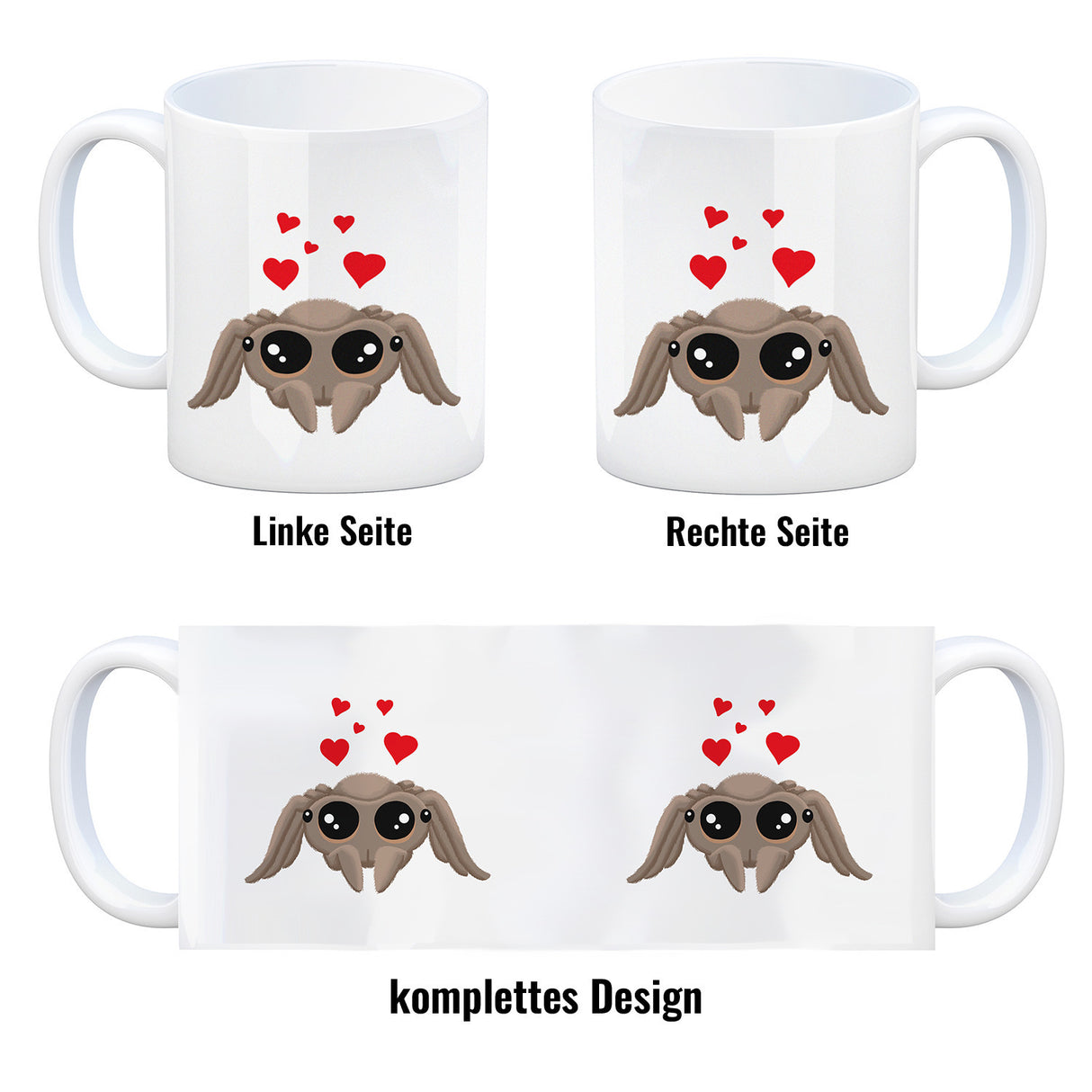 Niedliche Nosferatu Spinne Kaffeebecher mit Herzen