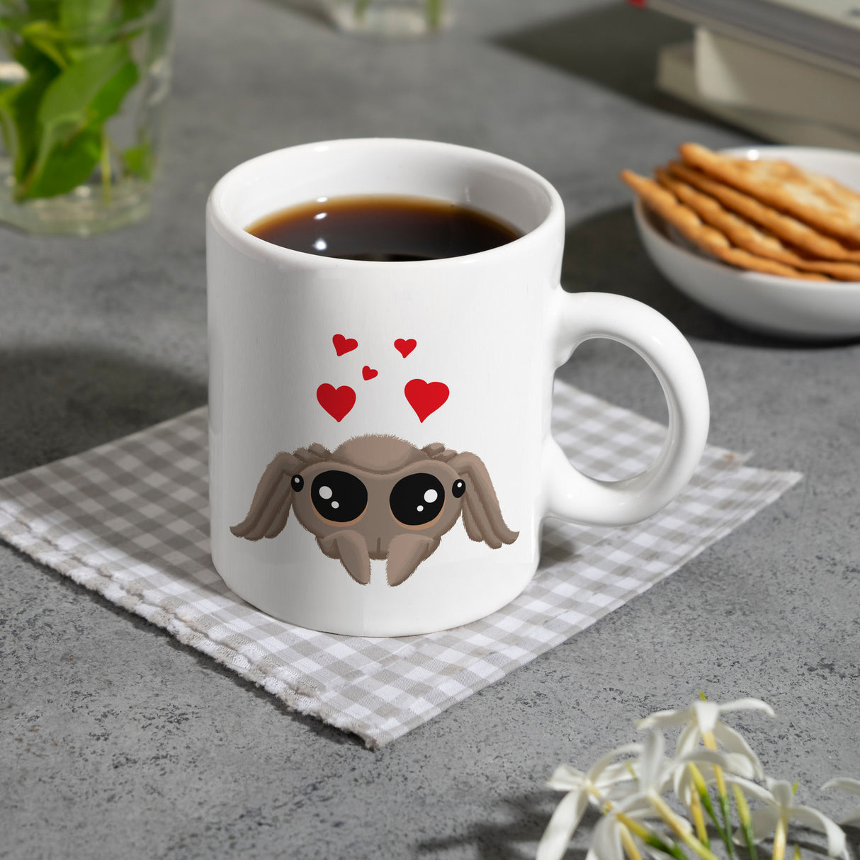 Niedliche Nosferatu Spinne Kaffeebecher mit Herzen