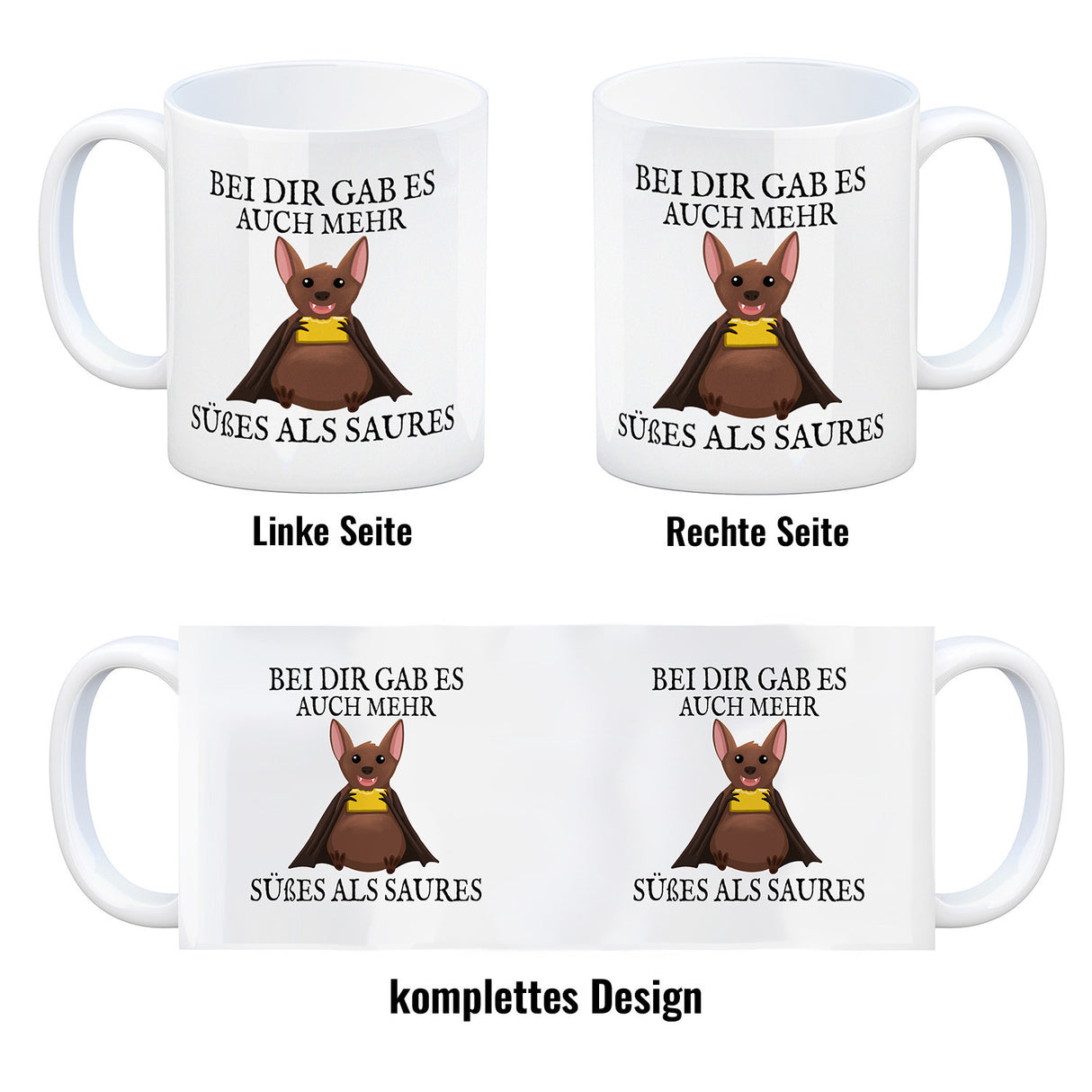 Bei dir gab es auch mehr Süßes als Saures Kaffeebecher mit dicker Fledermaus