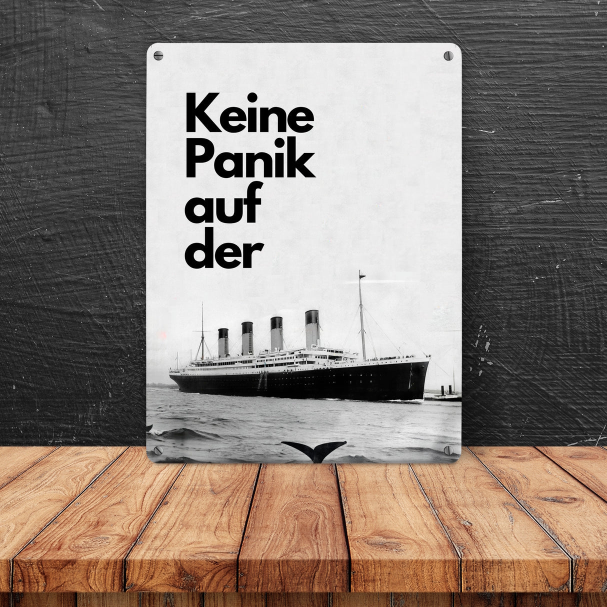 Keine Panik auf der... Metallschild in 15x20 cm mit Titanic-Motiv