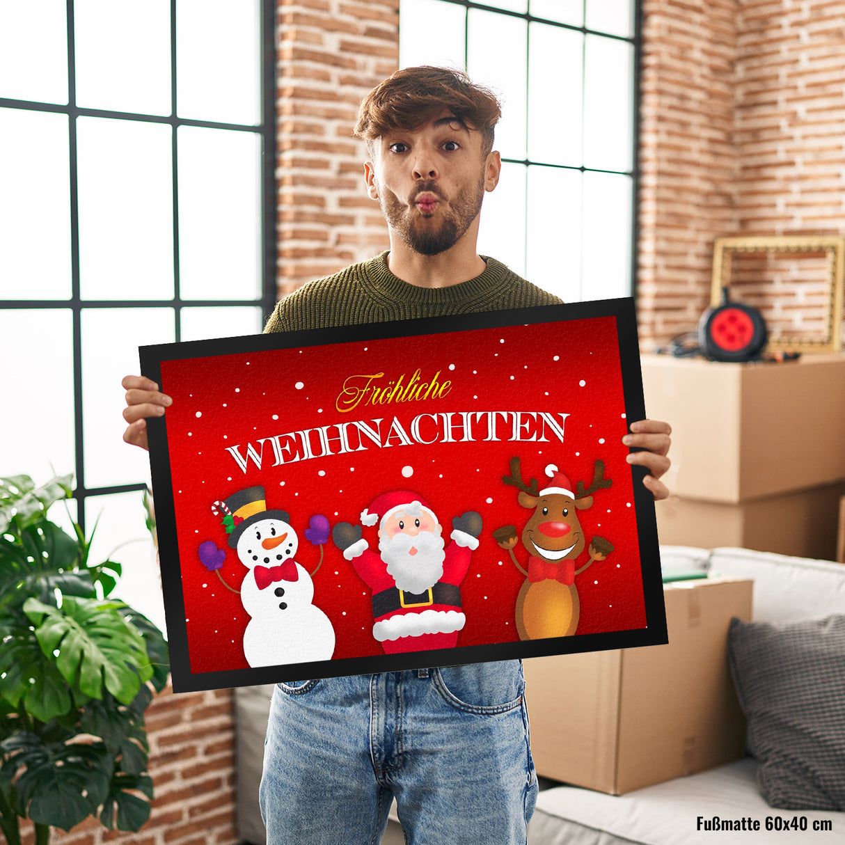 Fröhliche Weihnachten Weihnachtsfiguren Fußmatte