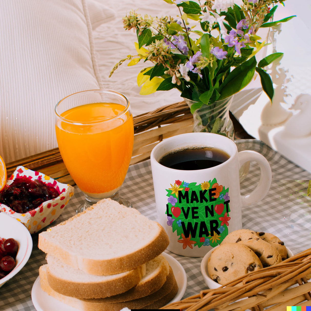 Make love not war Blumenmotiv Kaffeebecher