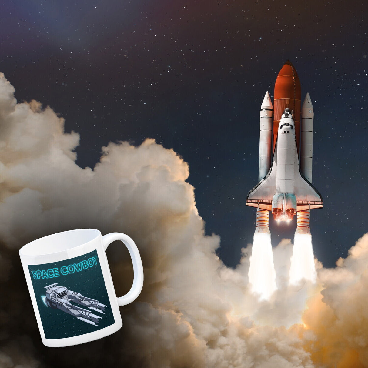Space Cowboy Raumschiff Kaffeebecher