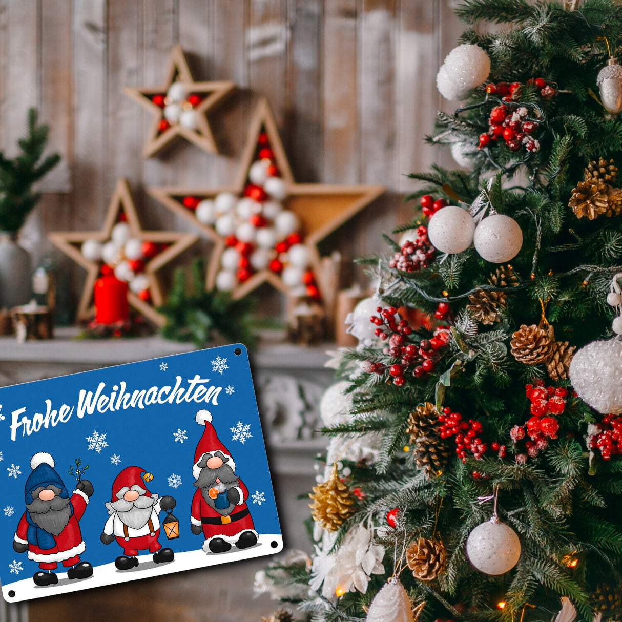 Frohe Weihnachten Wichtel Metallschild