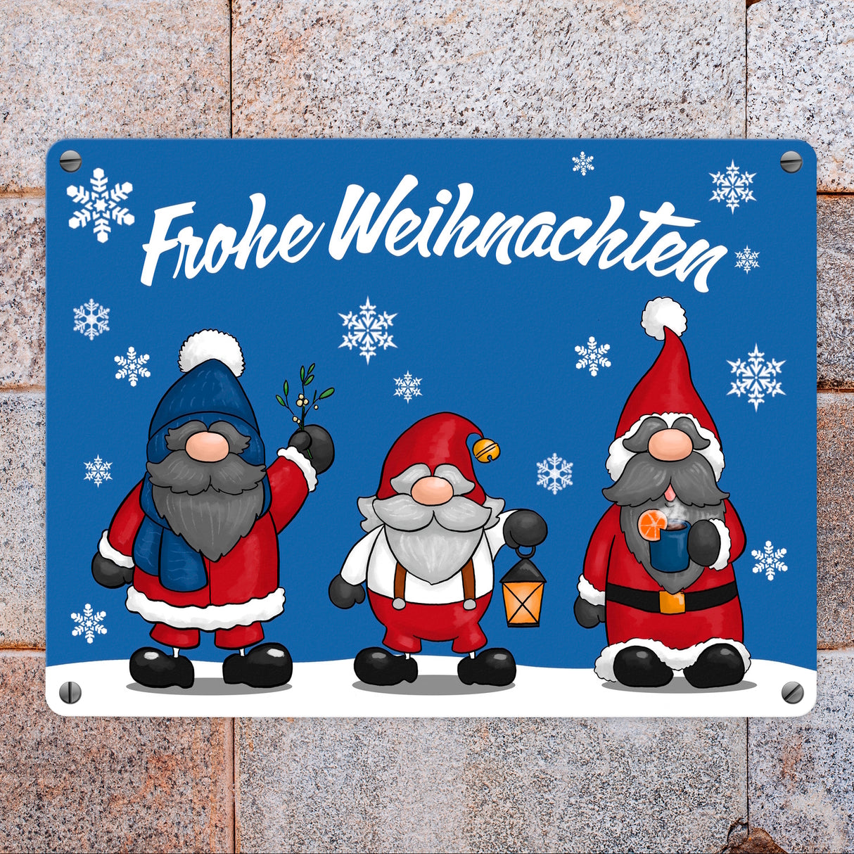 Frohe Weihnachten Wichtel Metallschild
