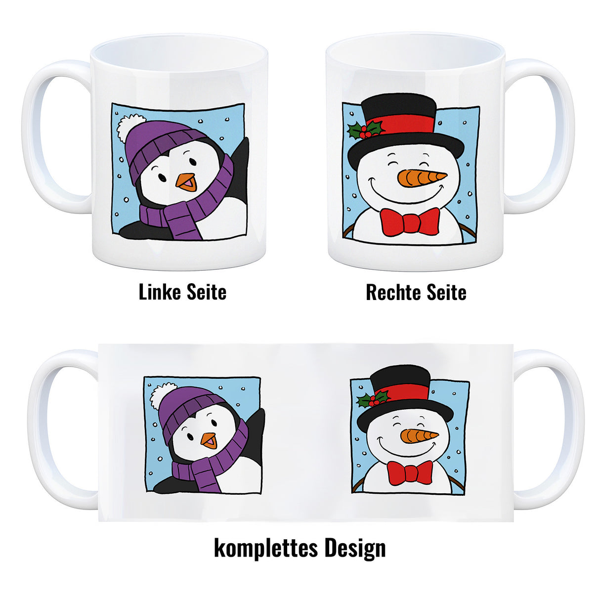 Schneemann & Pinguin Kaffeebecher