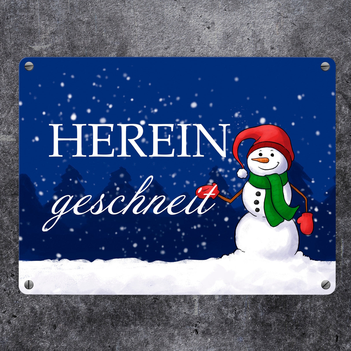 Hereingeschneit Schneemann Metallschild
