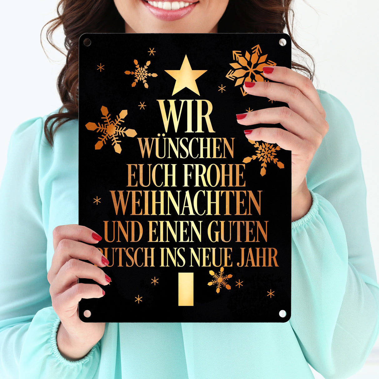 Frohe Weihnachten & einen guten Rutsch Christbaum Metallschild