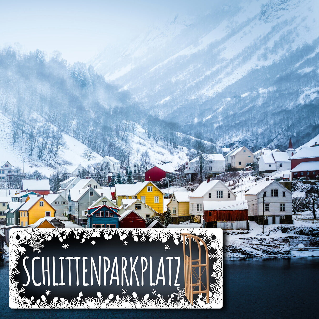 Schlittenparkplatz Metallschild