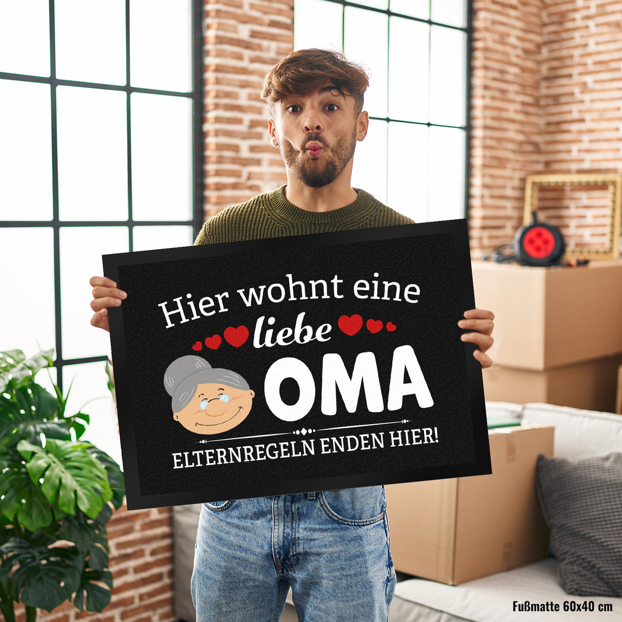 Hier wohnt eine liebe Oma Fußmatte