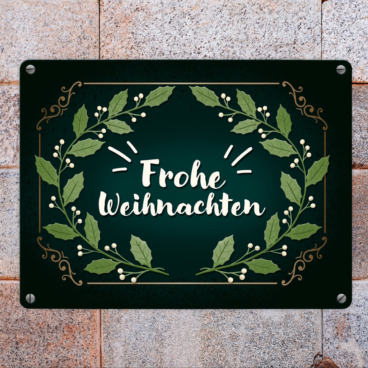 Frohe Weihnachten Mistelzweig Metallschild