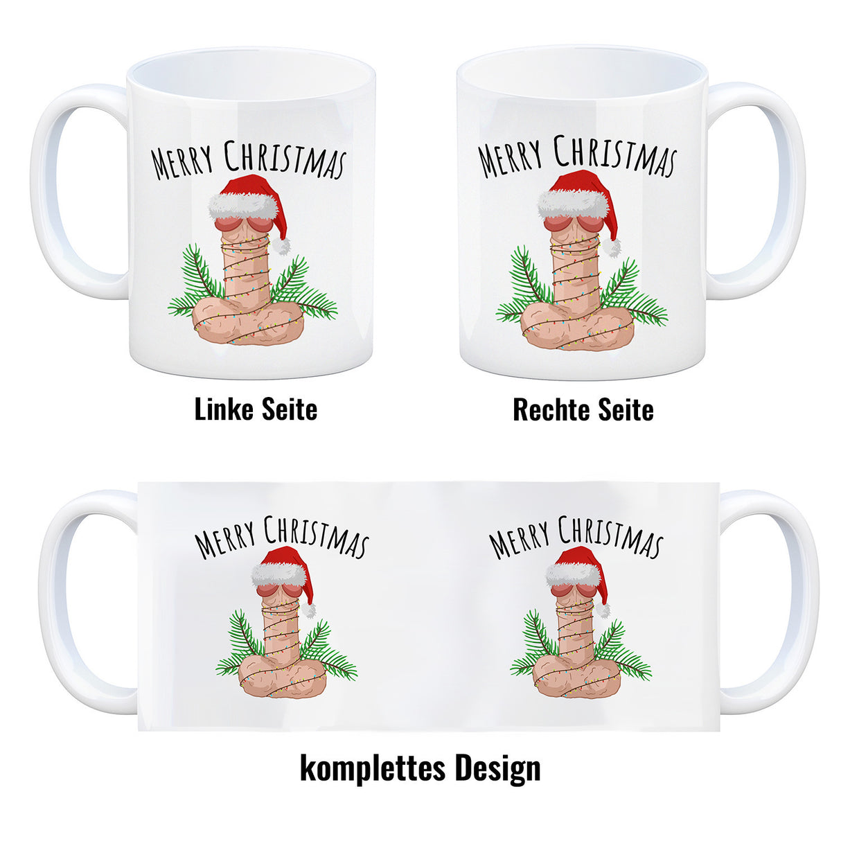 Merry Christmas Penis mit Weihnachtsmütze Kaffeebecher