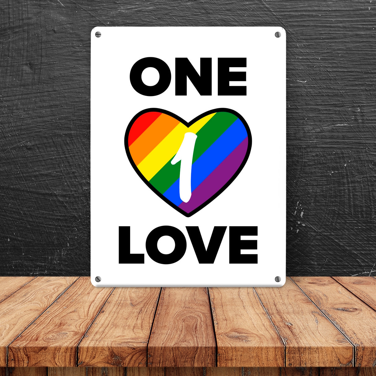 One Love Regenbogen Metallschild