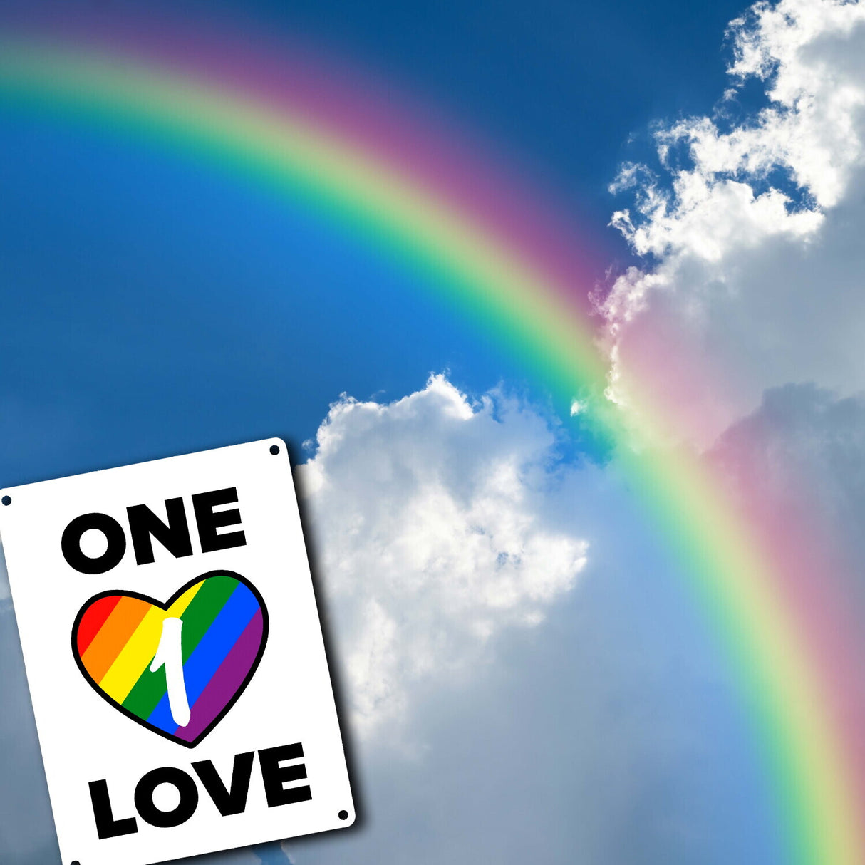 One Love Regenbogen Metallschild
