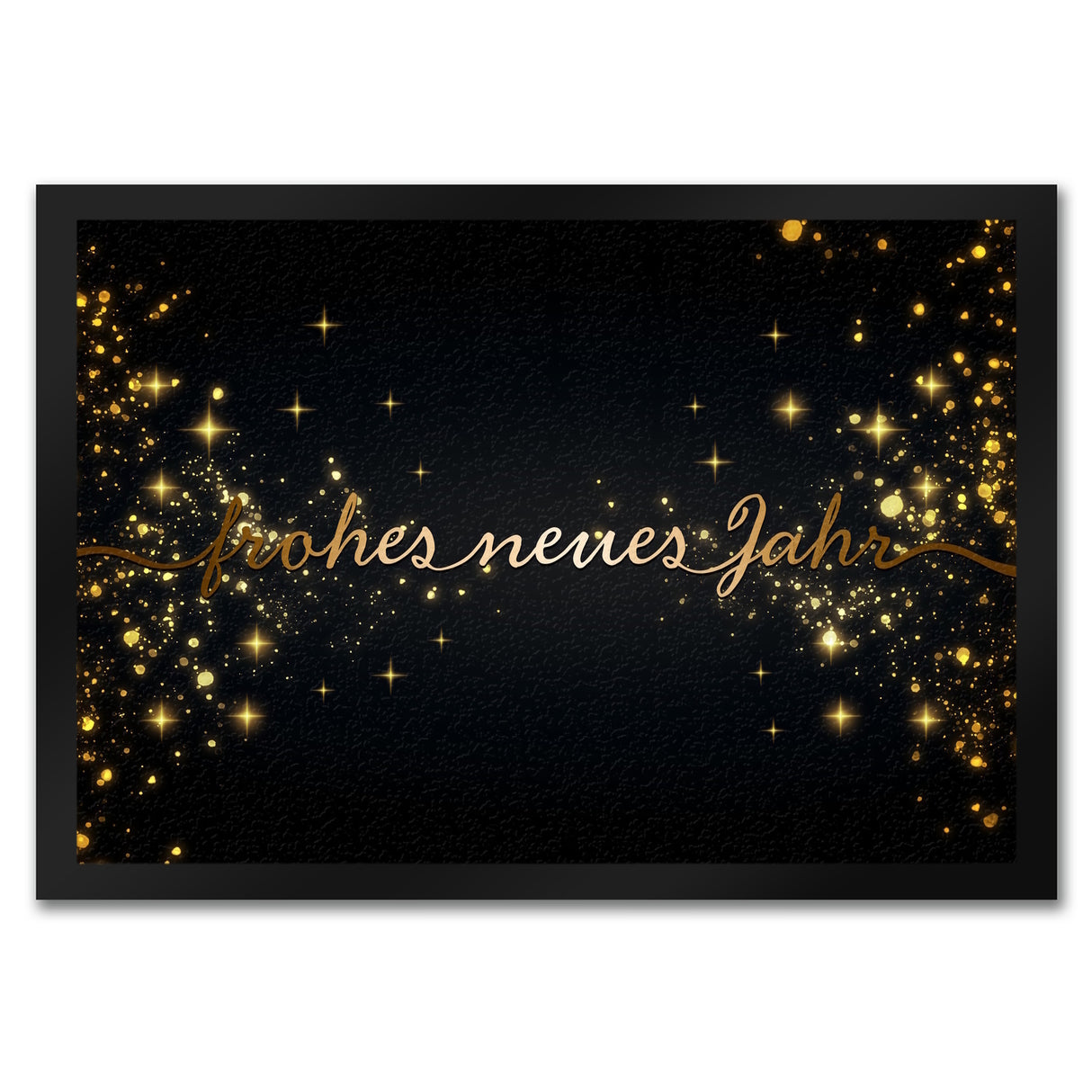 Frohes neues Jahr in gold und schwarz Fußmatte