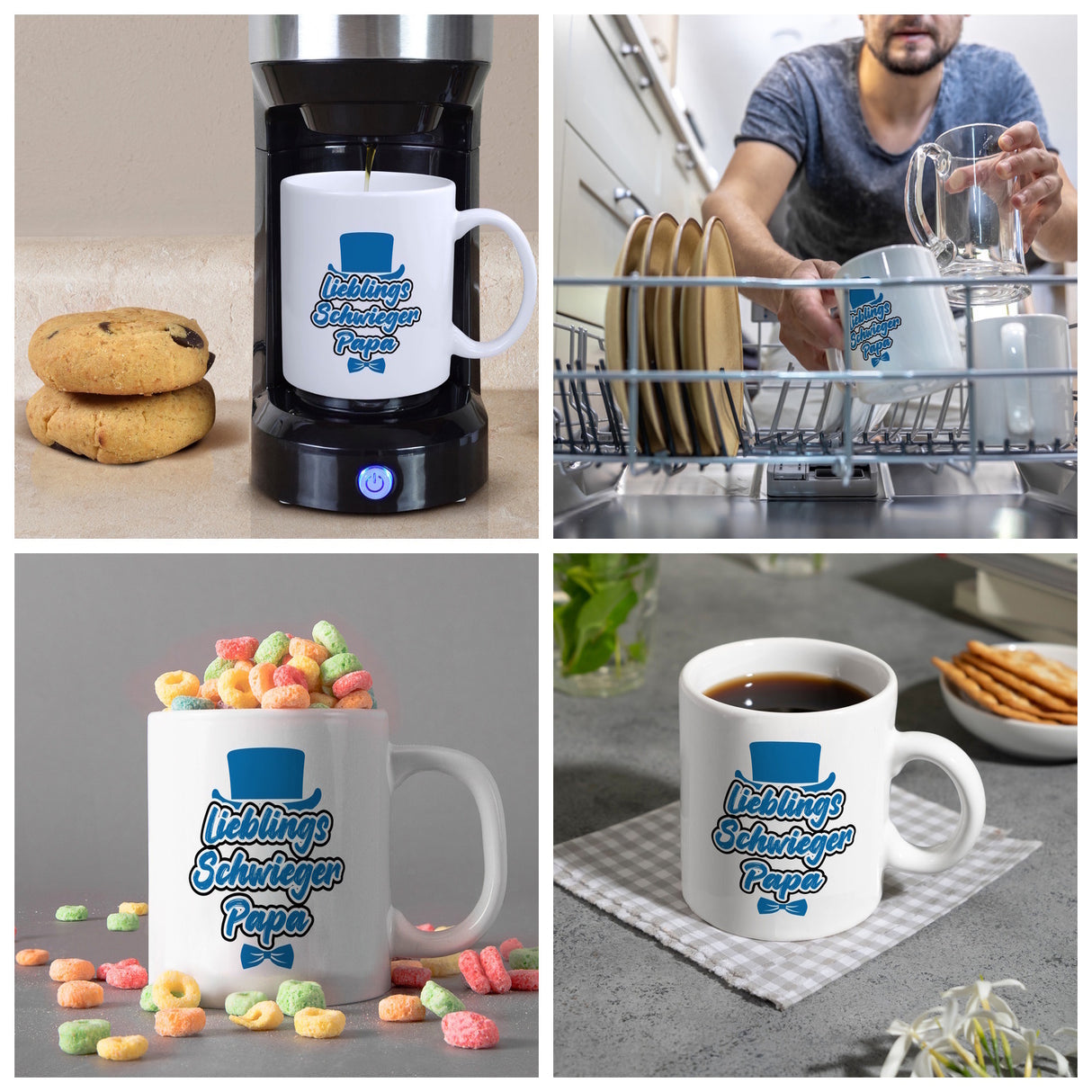 Lieblingsschwiegerpapa Kaffeebecher - Mit Zylinder und Fliege als Geburtstagsgeschenk