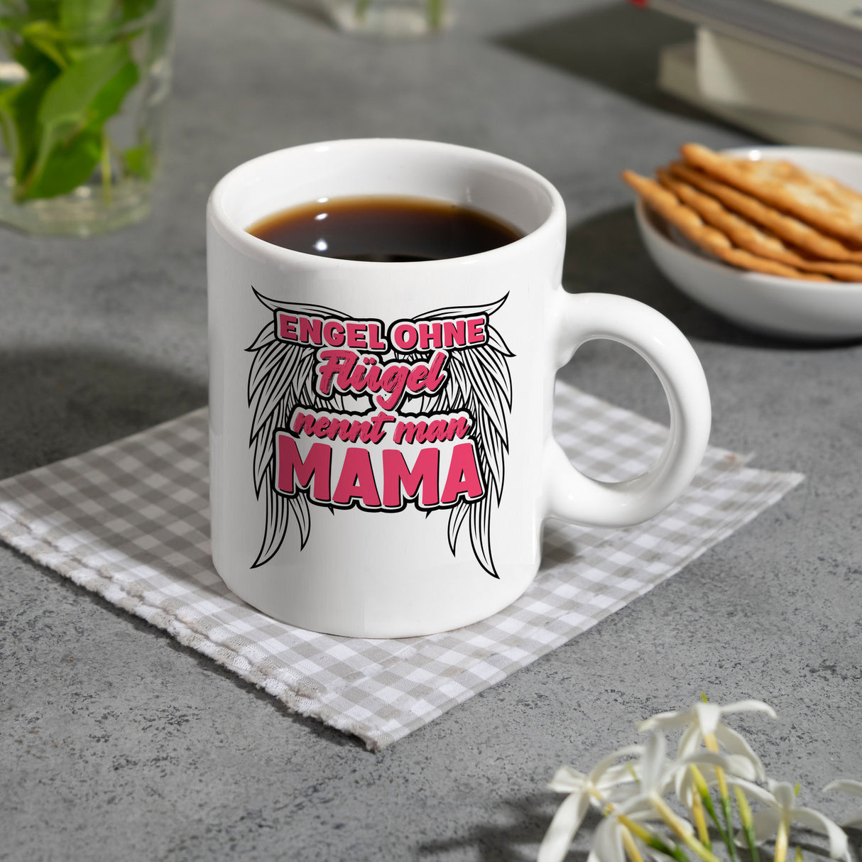 Engel ohne Flügel nennt man Mama Kaffeebecher mit Spruch