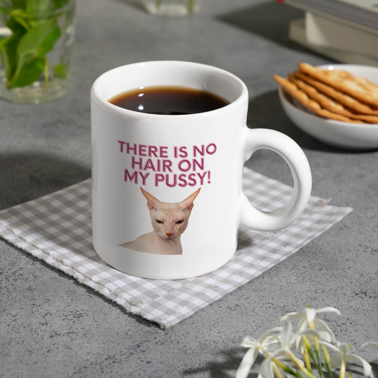 There is no Hair on my Pussy Katze Kaffeebecher