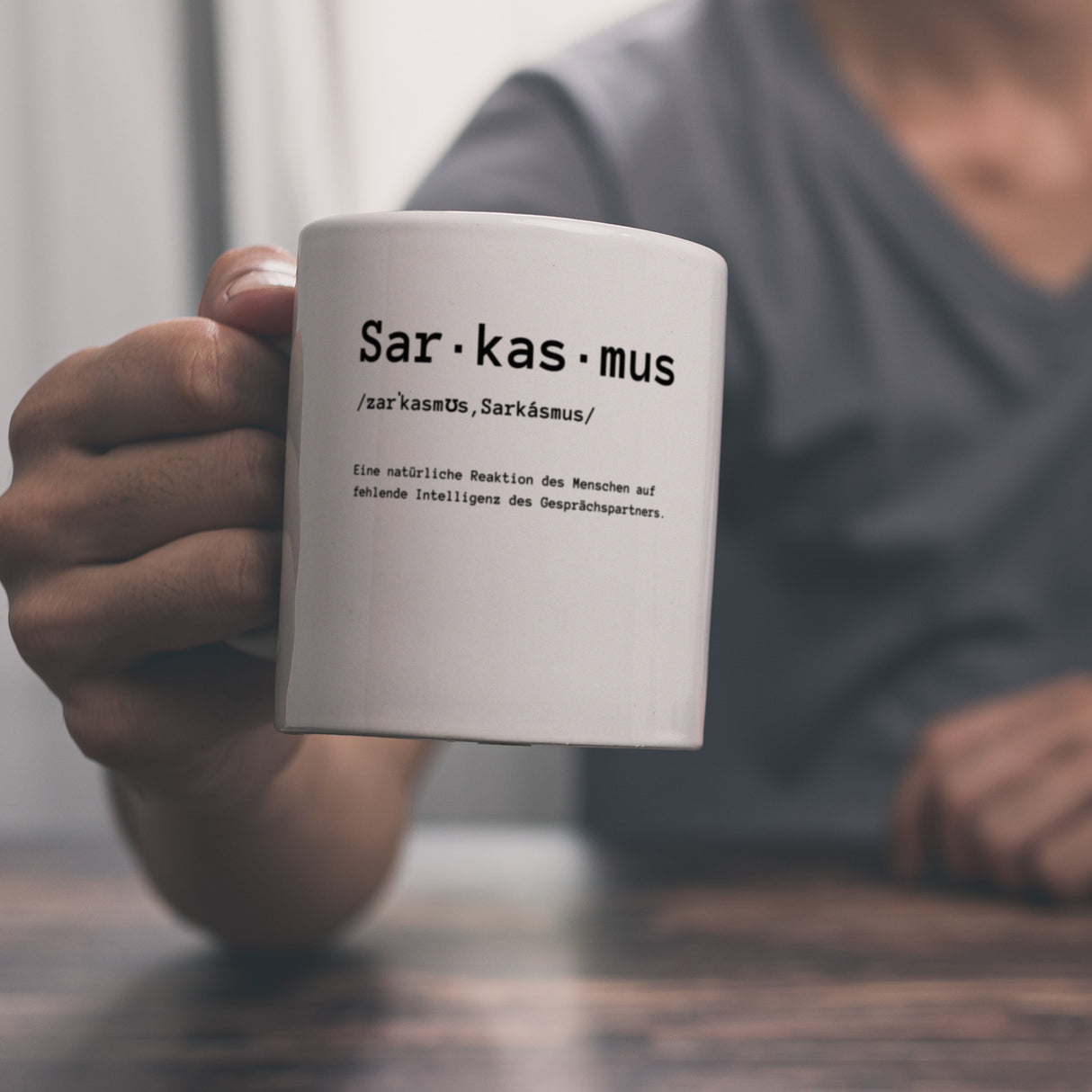 Sarkasmus Definiton Kaffeebecher mit Spruch