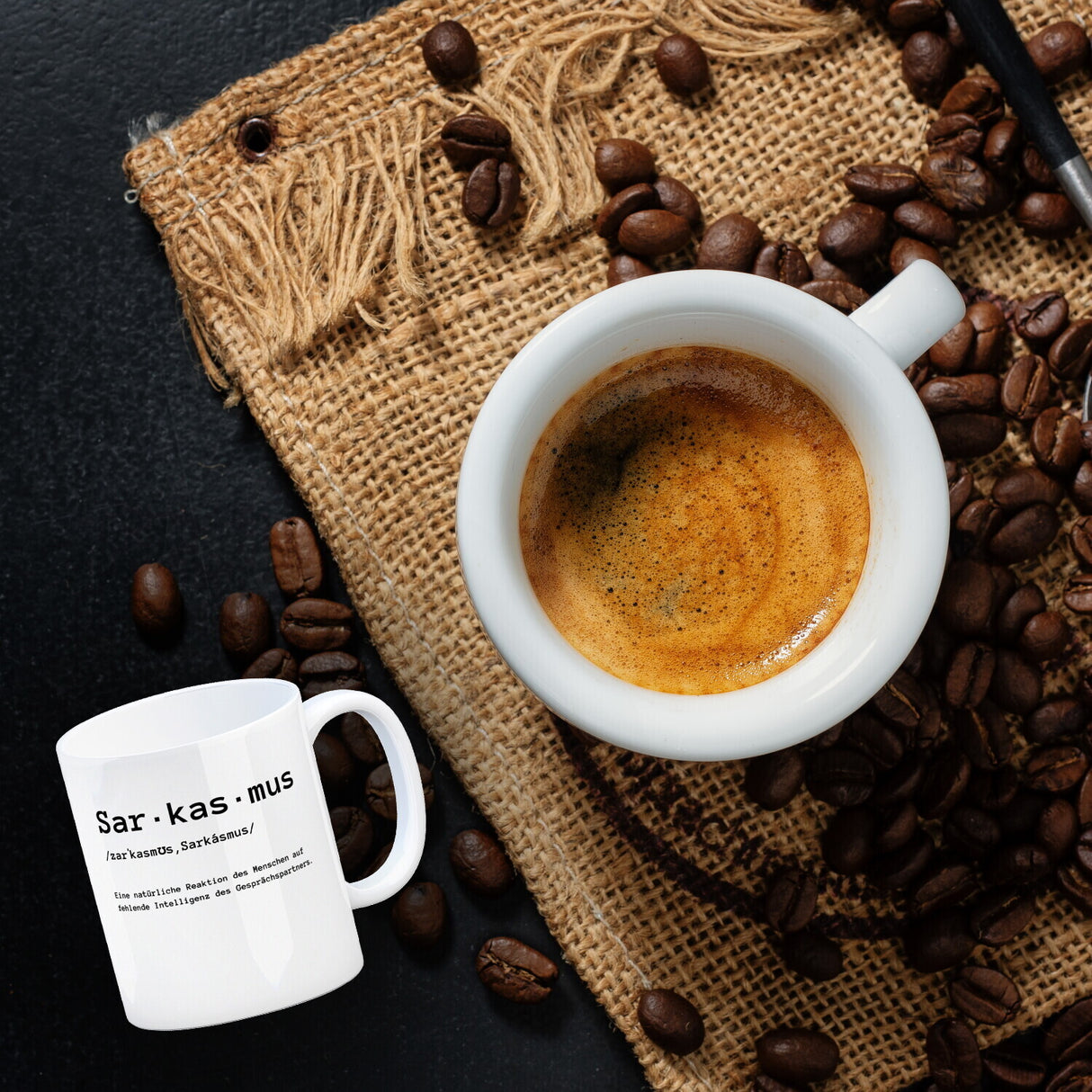 Sarkasmus Definiton Kaffeebecher mit Spruch