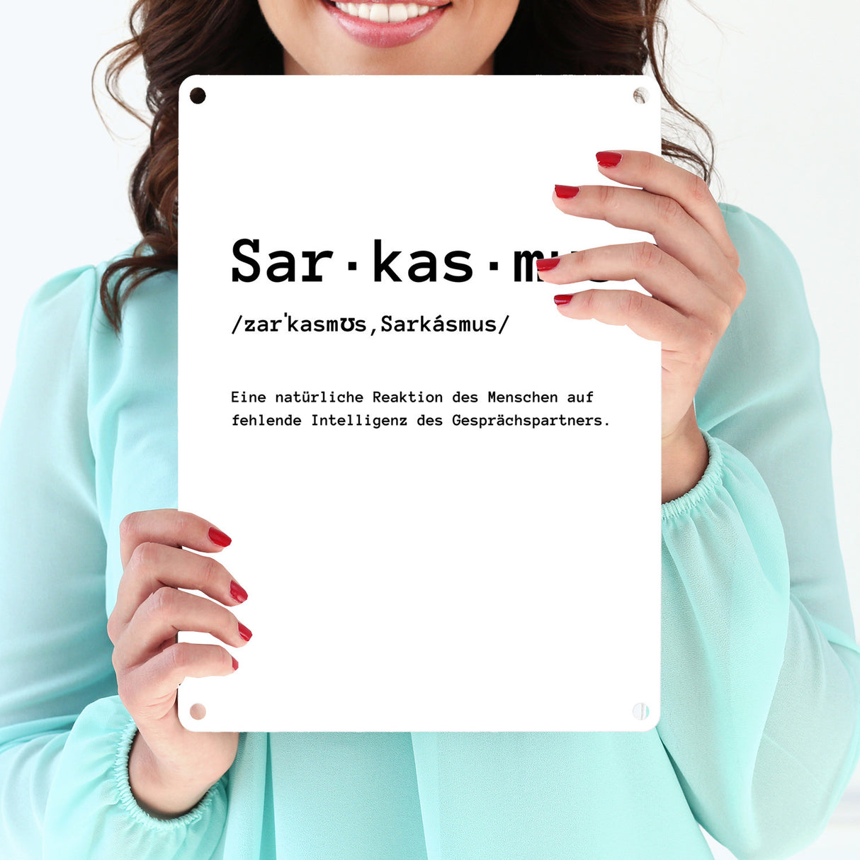 Sarkasmus Definiton Metallschild in 15x20 cm mit Spruch