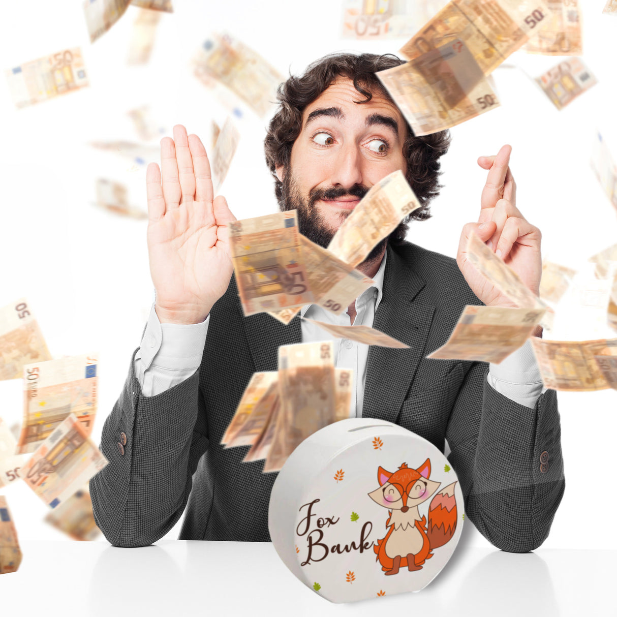 Fuchs Spardose mit Spruch Fox Bank