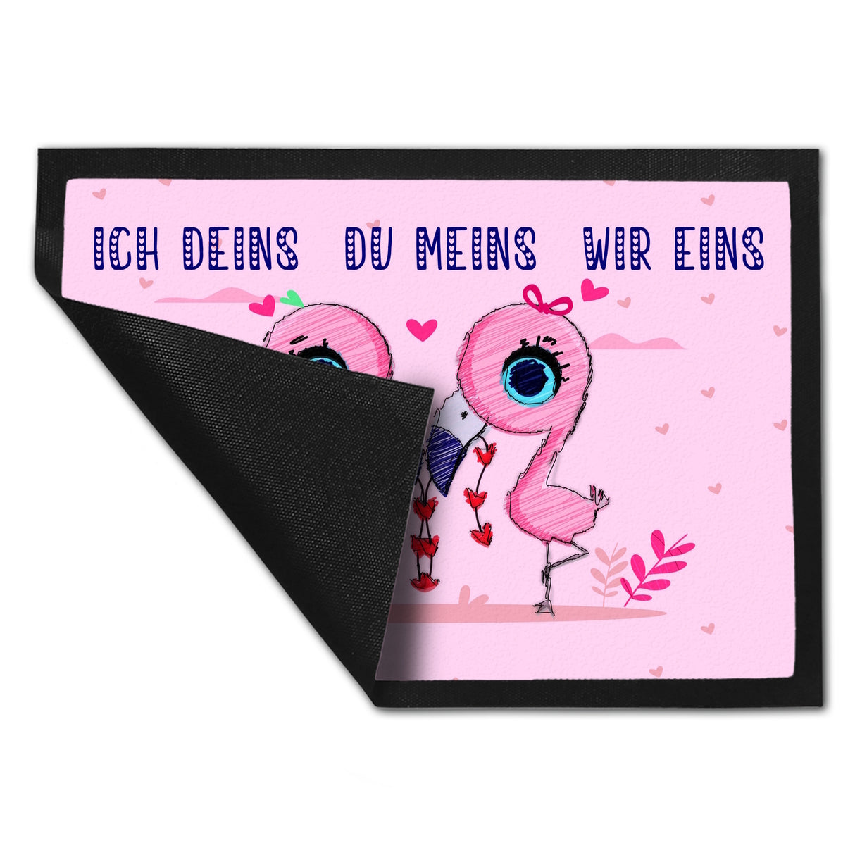 Flamingo Pärchen Fußmatte in 35x50 cm in rosa mit romantischen Spruch