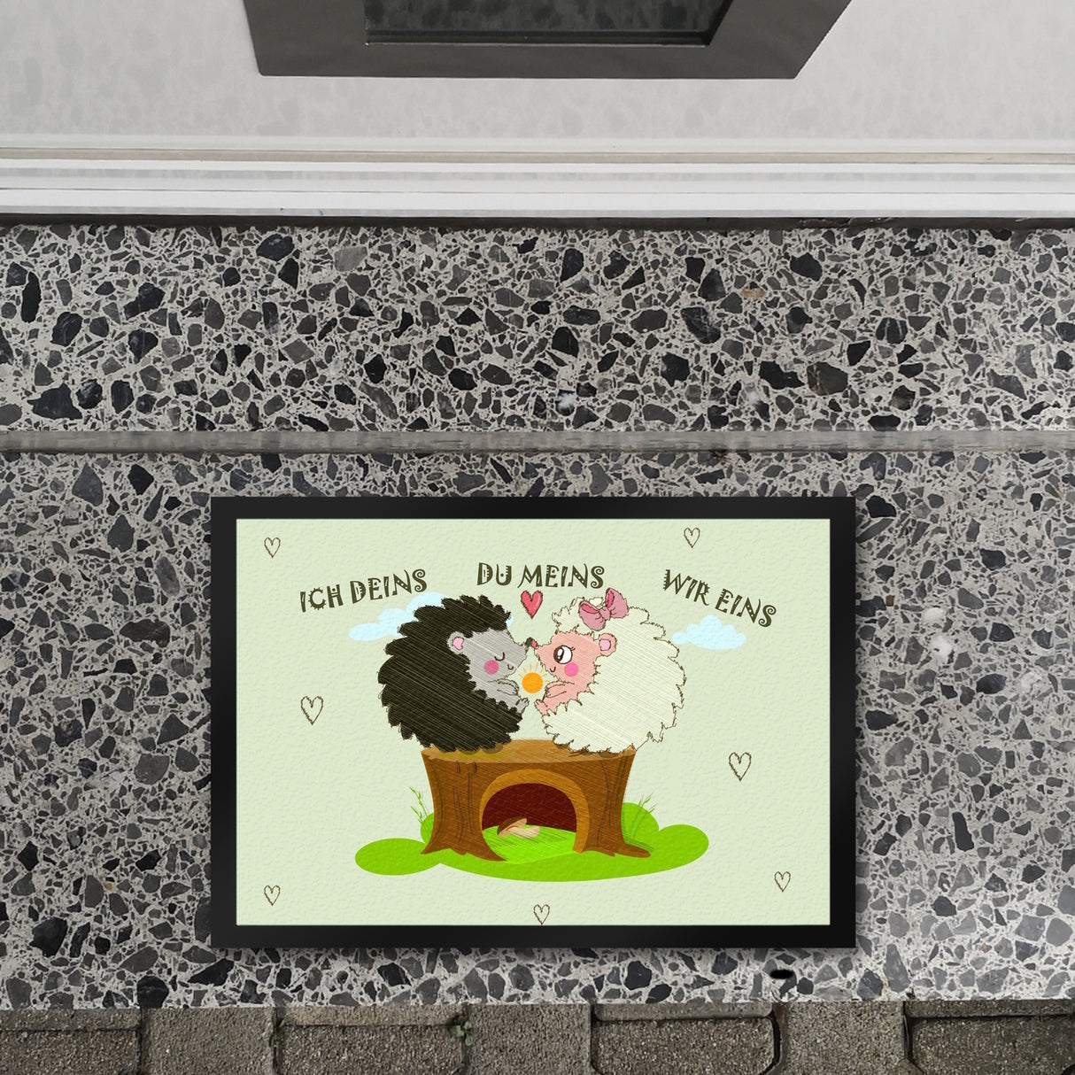Igel Pärchen Fußmatte in 35x50 cm mit Spruch Ich deins du meins wir eins