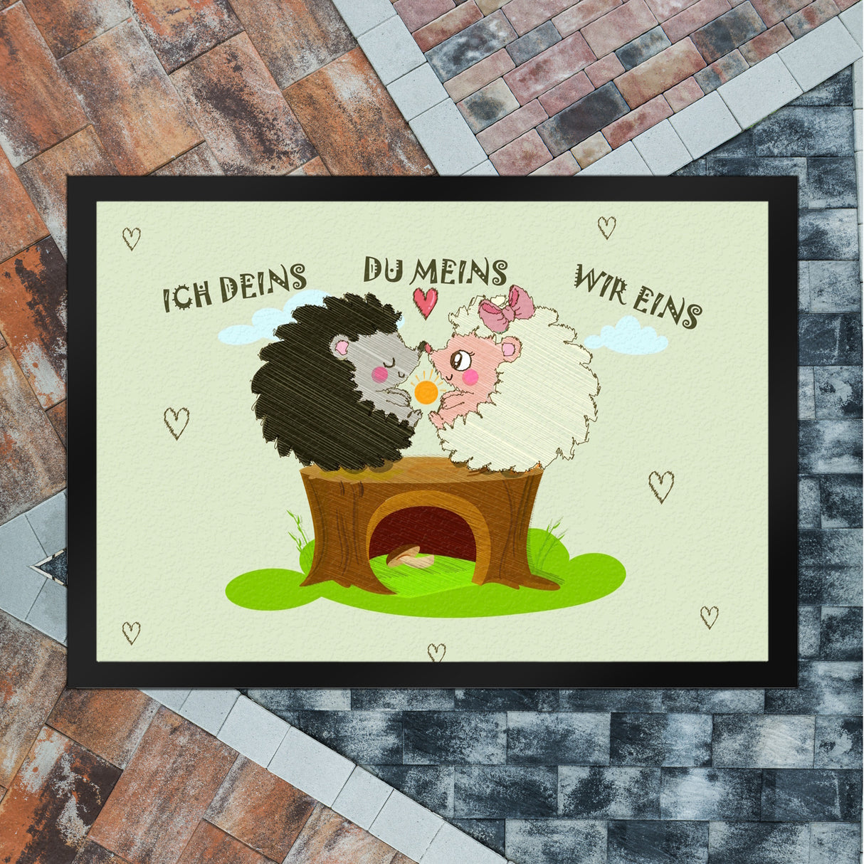 Igel Pärchen Fußmatte in 35x50 cm mit Spruch Ich deins du meins wir eins