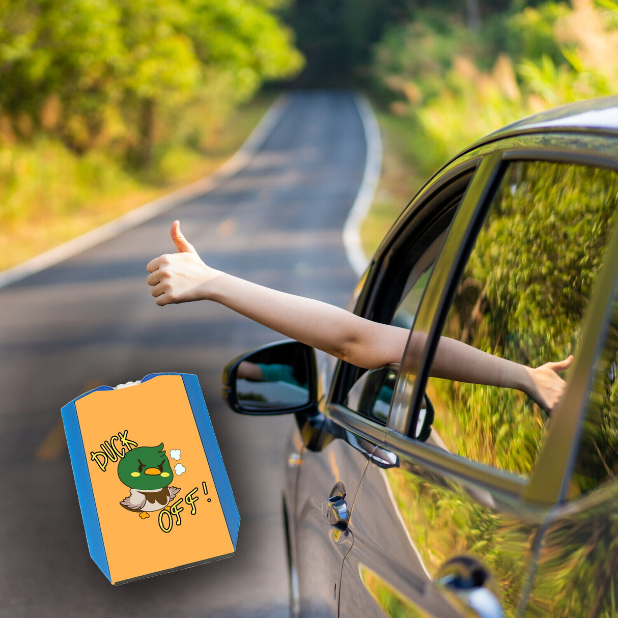 Enten Parkscheibe mit Spruch DUCK OFF! und 2 Einkaufswagenchips