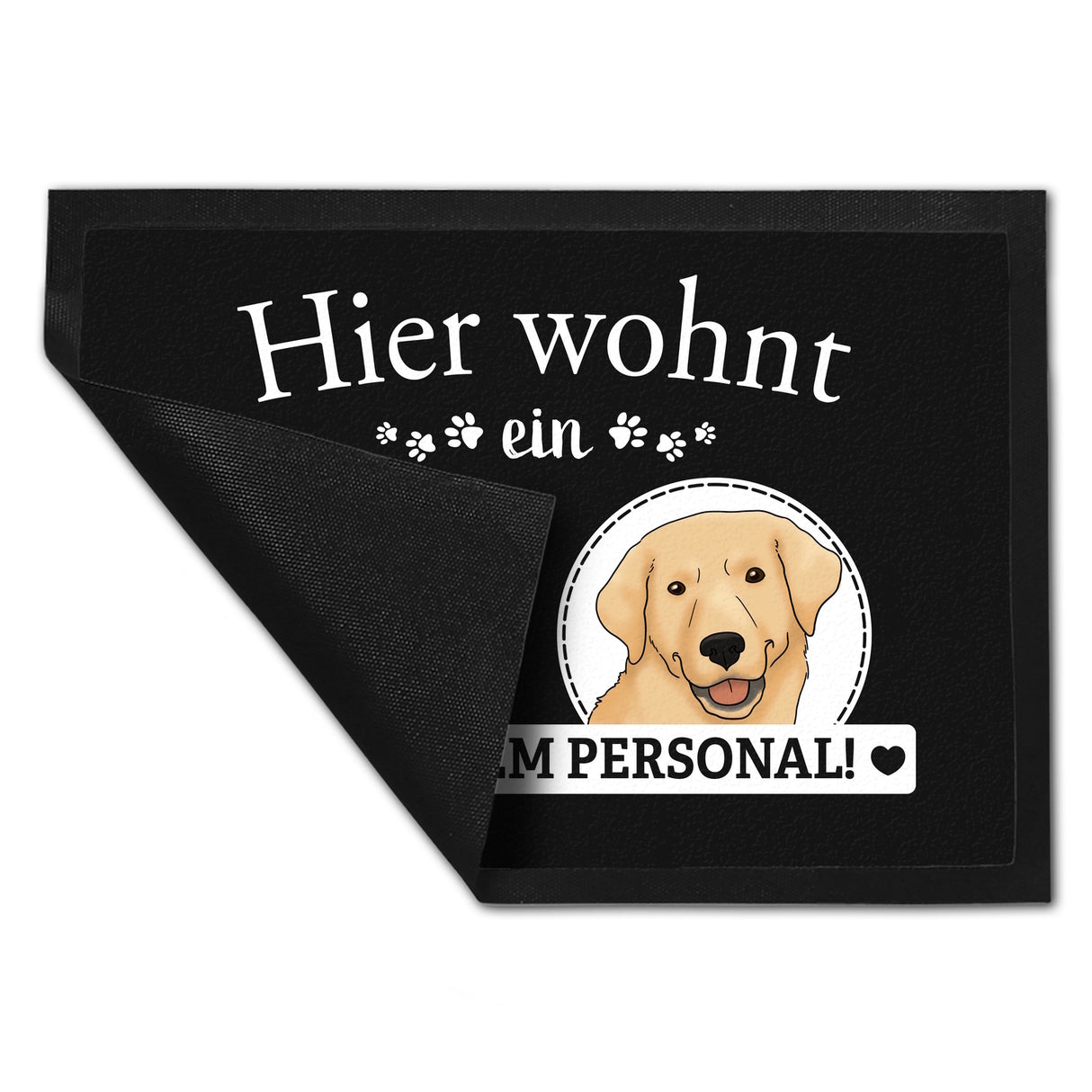 Hier wohnt ein Golden Retriever mit seinem Personal Fußmatte