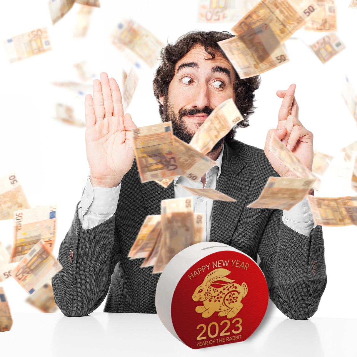 Happy Year of the Rabbit 2023 Spardose mit Kaninchen