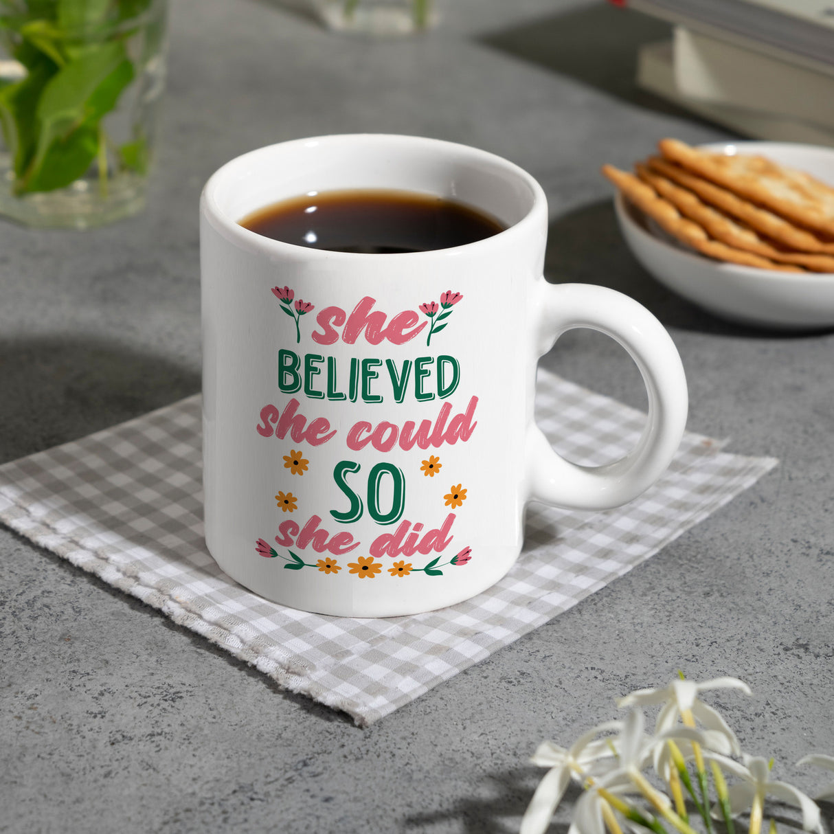Motivation Kaffeebecher mit Spruch She believed she could so she did