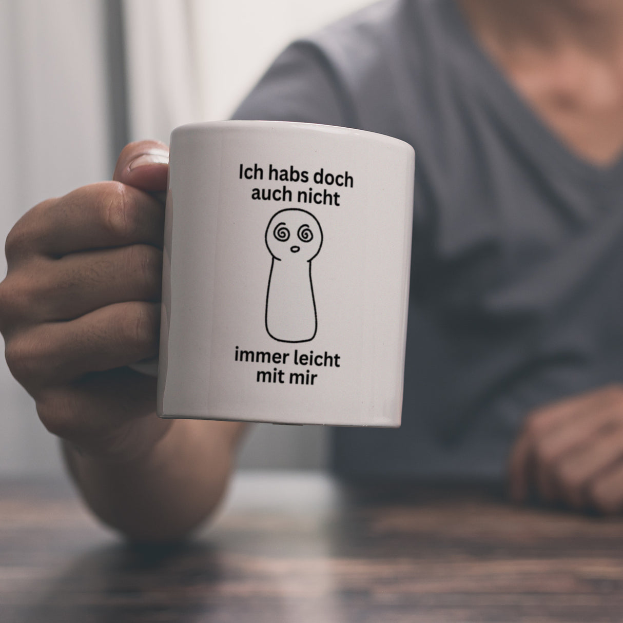 Spielfigur Spruch Kaffeebecher Ich habs doch auch nicht leicht mit mir