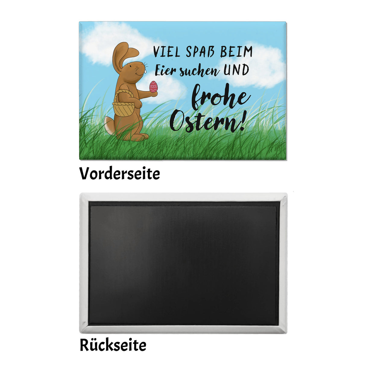 Eier suchen und frohe Ostern Souvenir Souvenir Magnet mit Spruch und Osterhase