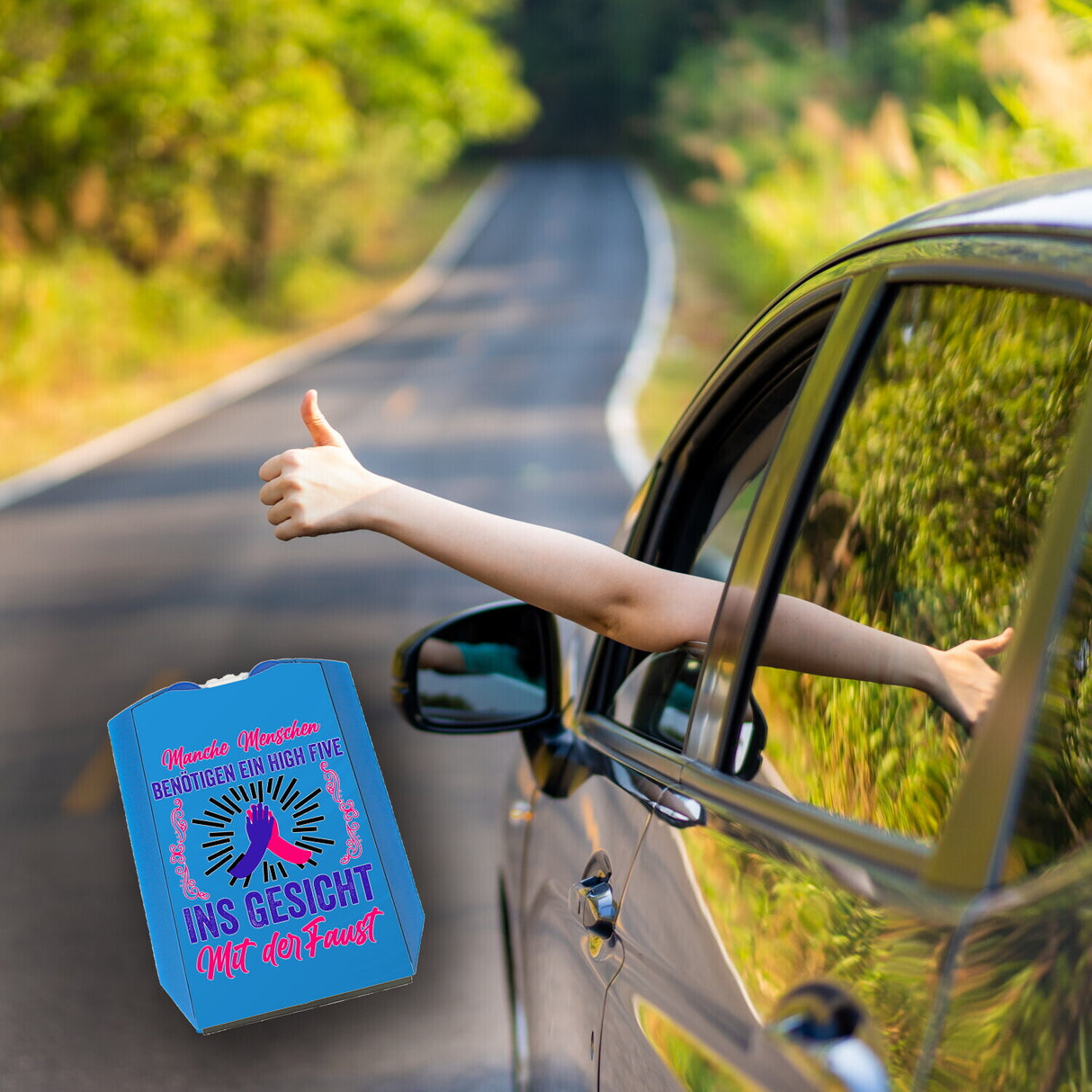 High Five Parkscheibe mit Spruch High Five ins Gesicht mit der Faust