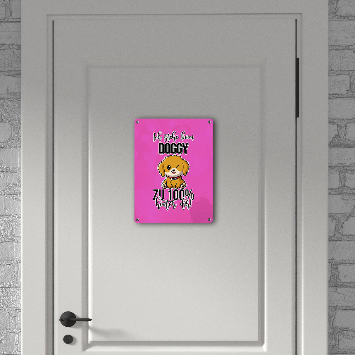 Doggy Style Metallschild in 15x20 cm in Pink Ich stehe beim Doggy zu 100 % hinter dir