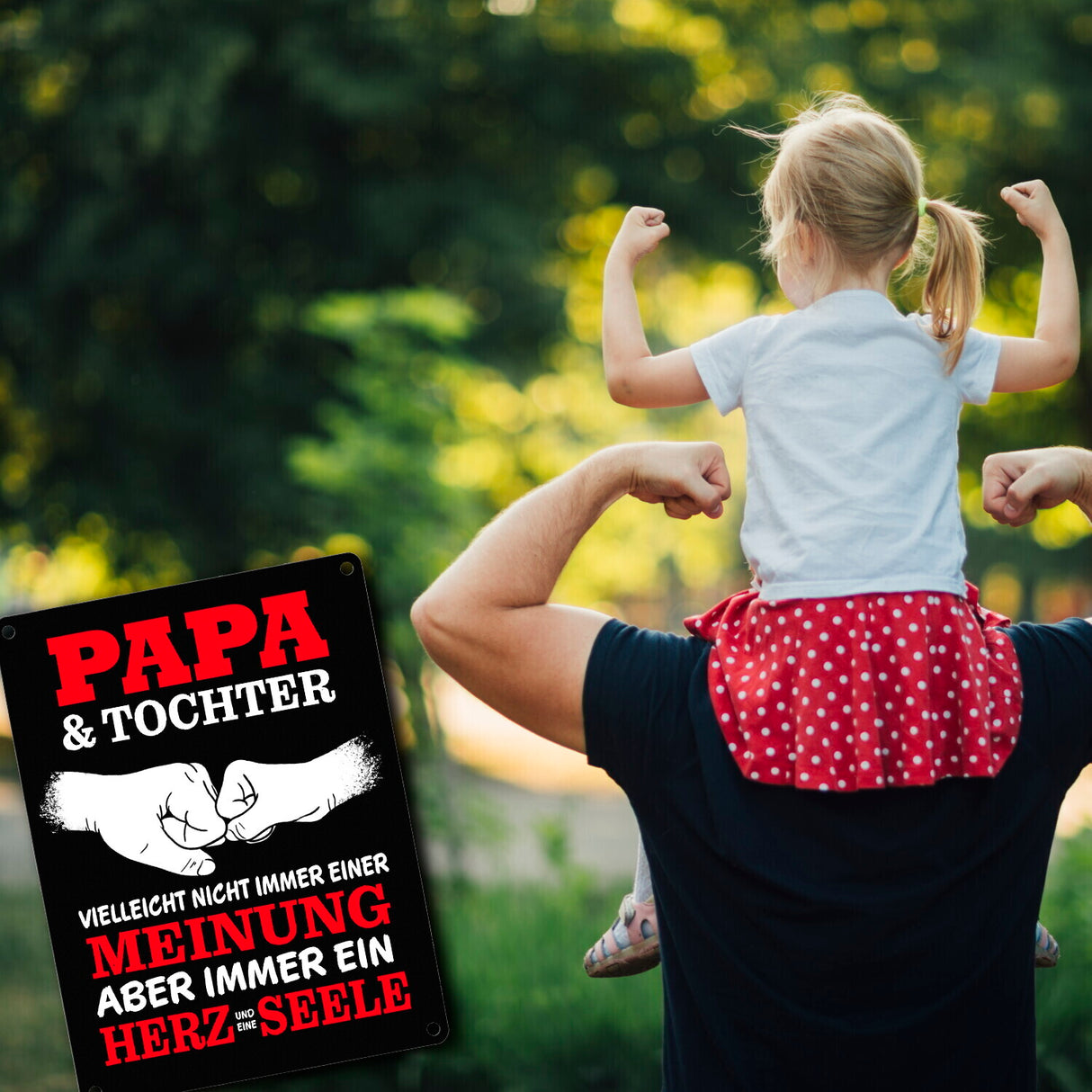 Papa & Tochter, ein Herz und eine Seele Metallschild mit Spruch